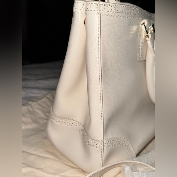 Creme Leather Tory Burch Robinson Spectator Double Zip Tote NWOT - Picture 4 of 16